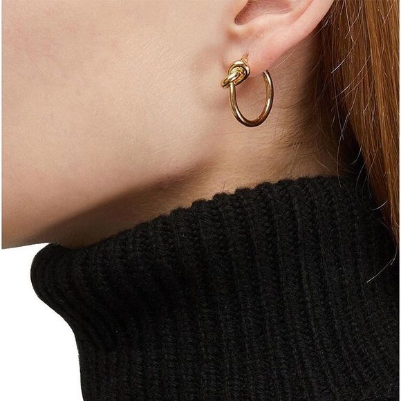 18K Gold Plated Twist Knot Hoops Earrings - Picture 8 of 10